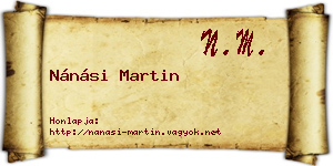 Nánási Martin névjegykártya